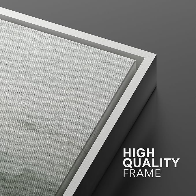 MUDECOR Framed Canvas Print Wall Art Sage Green Abstract Prints Minimalist Modern Wall Art Decor for Bedroom - 16"x24"x3 White