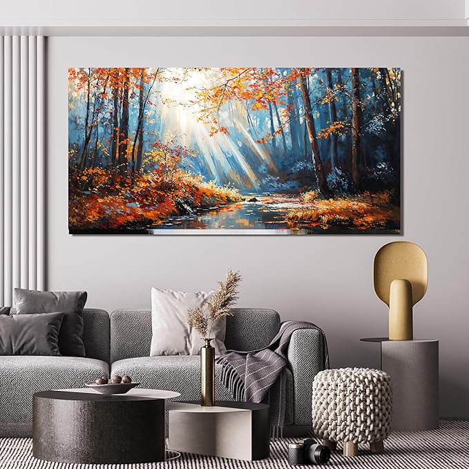 Large Canvas Wall Art Decor Art Work For Wall Decor Nature Landscape Wall Art Decorations Modern Botanical Wall Art Prints Bedroom Office Decor 24"X48" Forest Wall Art Pictures For Living Room