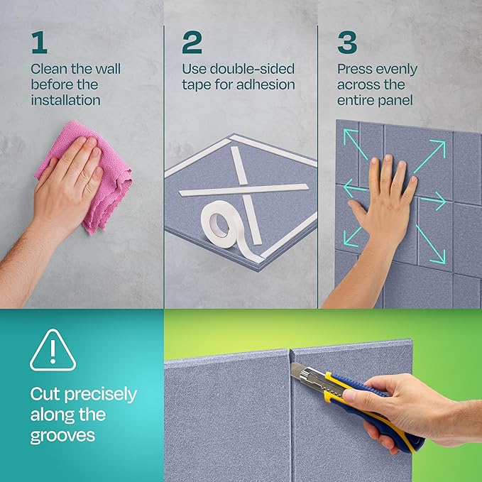 Acoustic Panels 12-Pack Soundproof Wall Panels 12"x12"x0.4" Decorative Sound Dampening for Your Home, Office, Studio, Bedroom & More with Unique GridFrame Carving [Dusky Gray]