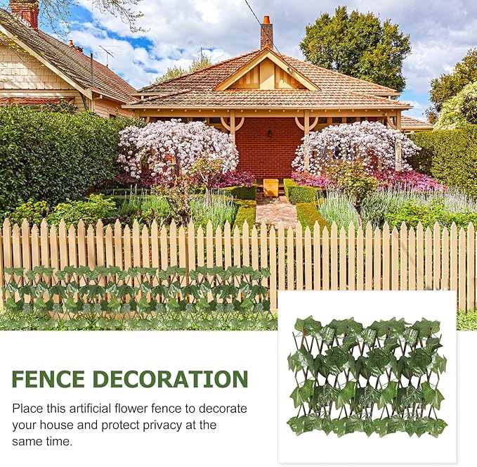 BESPORTBLE Expandable Artificial Trellis Privacy Fence with Realistic Green Leaves Outdoor Garden and Balcony Screen Protector Weather-Resistant Decorative Wall Panel for Courtyard and Patio
