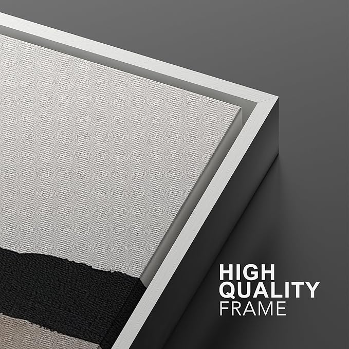 MUDECOR Framed Wall Art Print Set Minimalist Abstract Black Horizontal Brushstroke Illustrations Modern Art Boho Decorative Colorful Chic for Living Room, Bedroom, Office - 16"x24"x3 White