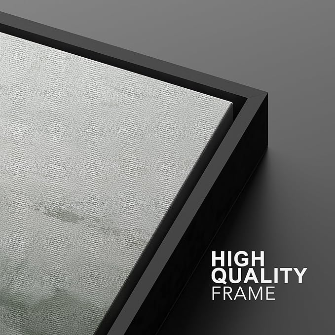 MUDECOR Framed Canvas Print Wall Art Sage Green Abstract Prints Minimalist Modern Wall Art Decor for Bedroom - 16"x24"x3 Black