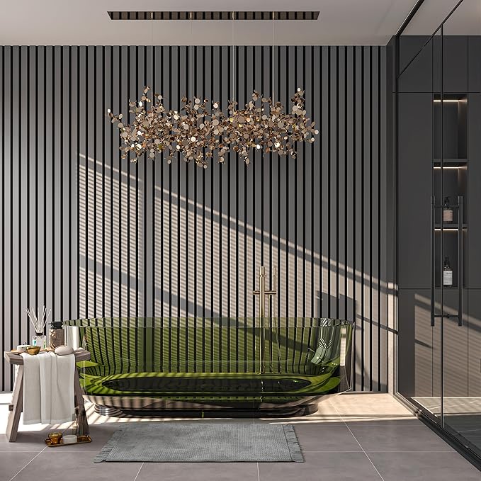 2-Pack 94” x 12.6” Acoustic Wood Wall Panels – 3D Slat Soundproofing for Walls & Ceilings – Elegant Decorative Panels for Modern Interior Design (Space Grey)