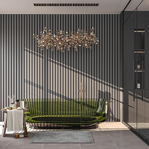 106” x 12.6” Soundproof Acoustic Wood Wall Panels, 3D Slat Paneling, Decorative Panels for Walls and Ceilings, Acoustic Panels for Interior Design (Set of 20) (Space Grey)