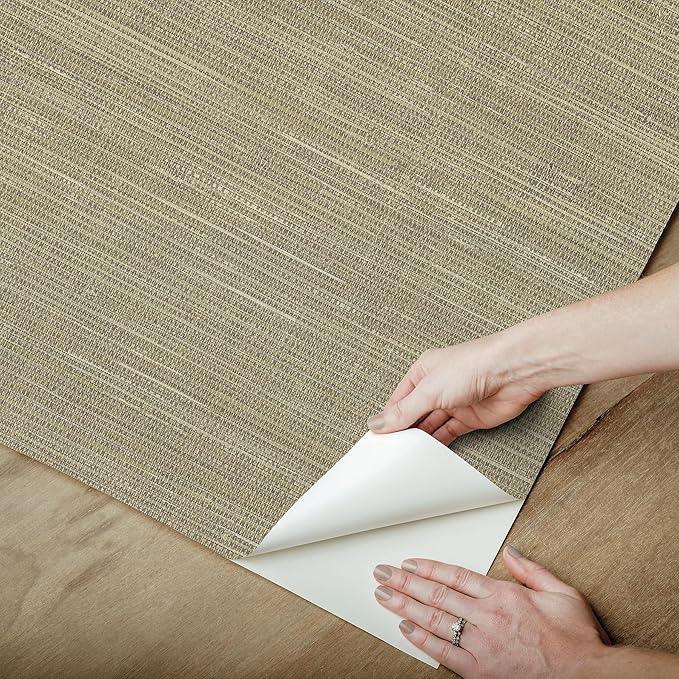 NuWallpaper Neutral Grasscloth Peel & Stick Wallpaper, NUS2215