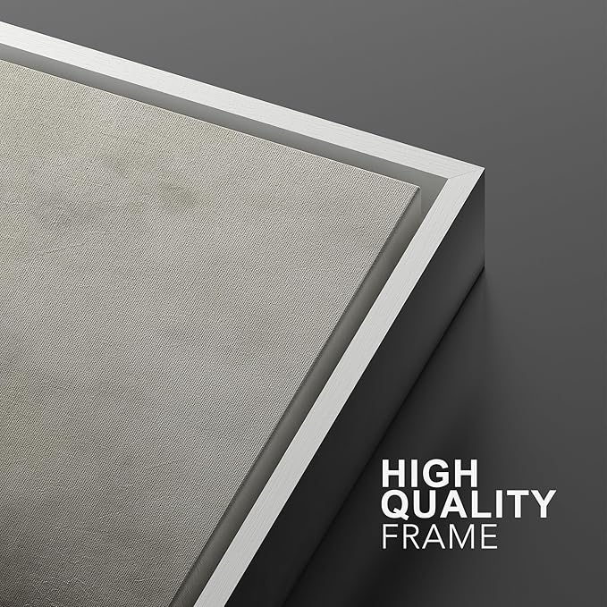 MUDECOR Framed Canvas Print Wall Art Set Abstract Landscape Nature Wilderness Illustration Modern Art Decorative Realism Rustic Vintage for Bedroom - 24"x36"x3 White