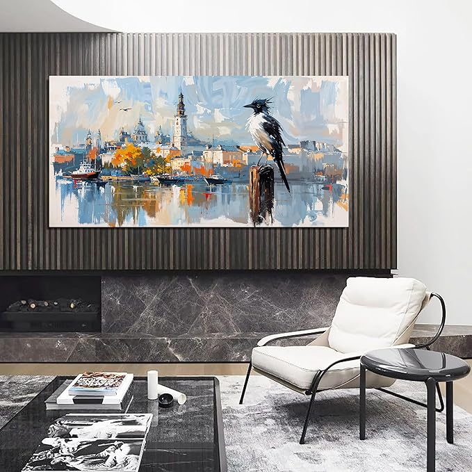 Canvas Wall Art Decor Large Wall Art Pictures for Living Room Art Work for Wall Decor Modern Landscape Wall Art Prints Artwork for Walls Bird Wall Decorations Bedroom Home Wall Art Decor 24"X48"