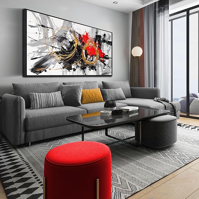 CIRABKY Abstract Canvas Wall-Art for Living Room - Large Wall Art for Bedroom with Framed Ready to Hang Size 29" x 59"