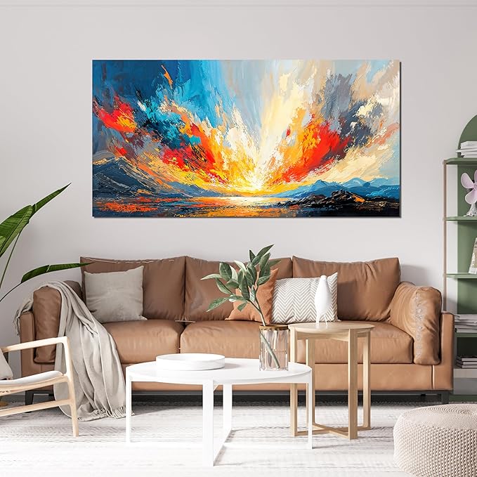 Canvas Wall Art Decor Wall Pictures for Living Room Canvas Art Wall Decor Coastal Landscape Wall Art Decorations Artwork for Walls Modern Colorful Wall Art Prints Bedroom Office Wall Art Decor 20" X 40"