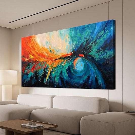 Canvas Wall Art Decor Large Wall Art Pictures For Living Room Blue Green Wall Art Canvas Abstract Art Work Colorful Abstract Wall Art Decor Prints For Bedroom Office Kitchen Wall Decor 29" x 58"