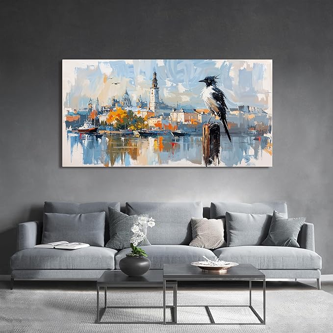Canvas Wall Art Decor Large Wall Art Pictures for Living Room Art Work for Wall Decor Oversized Modern Landscape Wall Art Prints Artwork for Walls Bird Wall Decorations Bedroom Home Wall Art Decor 29"X58"