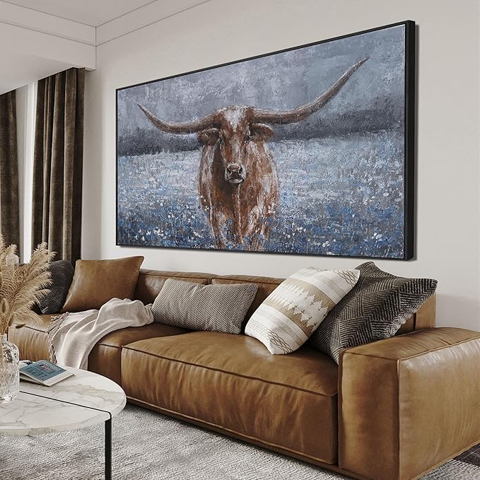 KUPTEU Canvas Oversized Wall Art Decor Large Wall Art For Living Room Framed Modern Wall Art Prints Canvas Art Wall Decor Highland Cow Artwork For Walls Bedroom Office Decor 29" x 58"