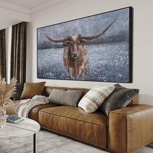 KUPTEU Canvas Oversized Wall Art Decor Large Wall Art For Living Room Framed Modern Wall Art Prints Canvas Art Wall Decor Highland Cow Artwork For Walls Bedroom Office Decor 29" x 58"
