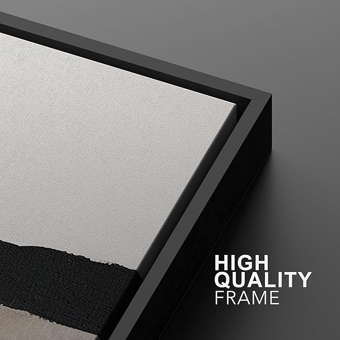 MUDECOR Framed Wall Art Print Set Minimalist Abstract Black Horizontal Brushstroke Illustrations Modern Art Boho Decorative Colorful Chic for Living Room, Bedroom, Office - 16"x24"x3 Black