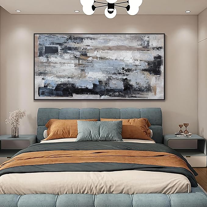 KUPTEU Canvas Oversized Wall Art Decor Large Wall Art For Living Room Framed Blue Abstract Wall Art Prints Abstract Art Abstract Canvas Art Wall Decor Artwork For Walls Home Office Wall Decor 29"x58"