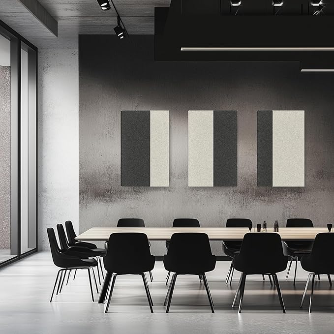 3-Pack Stitched Fabric Acoustic Panels Sound Absorbing, 3-Piece 35.5x23.6 Inches Sound Proof Foam Panels for Walls, Sound Dampening Wall Panels for Home, Office. Dark Gray and Light Gray