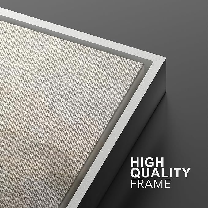 MUDECOR Framed Canvas Print Wall Art Abstract Prints Minimalist Modern Art Neutral Home Decor for Bedroom - 16"x24"x3 White