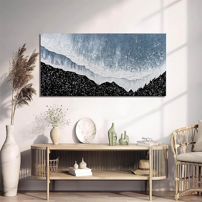 KUPTEU Canvas Wall Art Decor Modern Canvas Wall Art For Living Room Large Beach Wall Art Prints Artwork for Walls Black and White Wall Art Decor Bedroom Office Kitchen Wall Decor 24" x 48"