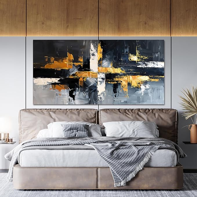 Abstract Canvas Wall Art Decor Modern Wall Art for Living Room Black and White Wall Art Prints Gold Artwork for Walls Modern Abstract Art Abstract Canvas Art Wall Decor Bedroom Office Decor 20" X 40"
