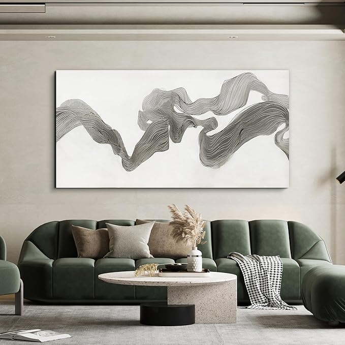 Abstract Wall Art Decor Large Modern Wall Art Decor Oversized Wall Art Pictures for Living Room Abstract Canvas Art Wall Decor Gray White Wall Art Prints Artwork for Walls Home Office Decor 29" X 58"