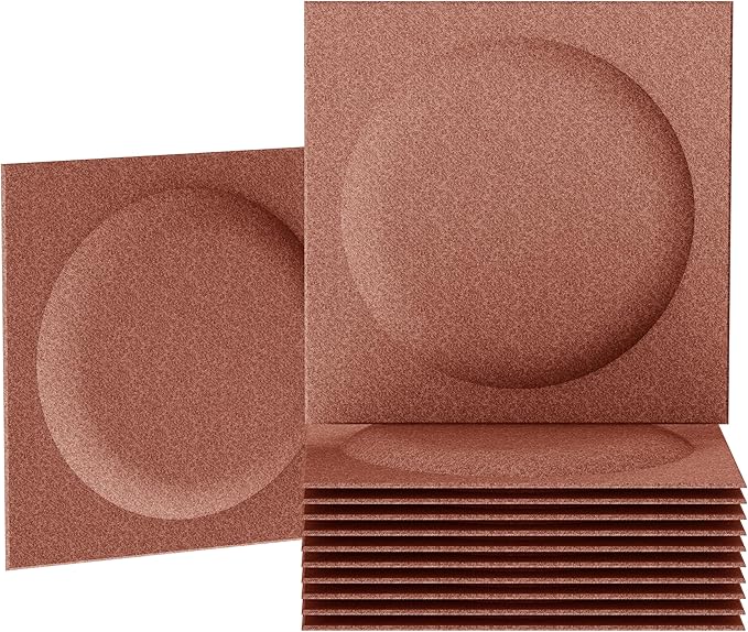 Acoustical 3D Wall Panels, 12 Pack 12''x12'' Circle Art Acoustic Panels for Interior Wall Decor, Decorative Acoustic Panels, Acoustic Wall Panels, Sound Absorbing Wall 3D Art (Cocoa)