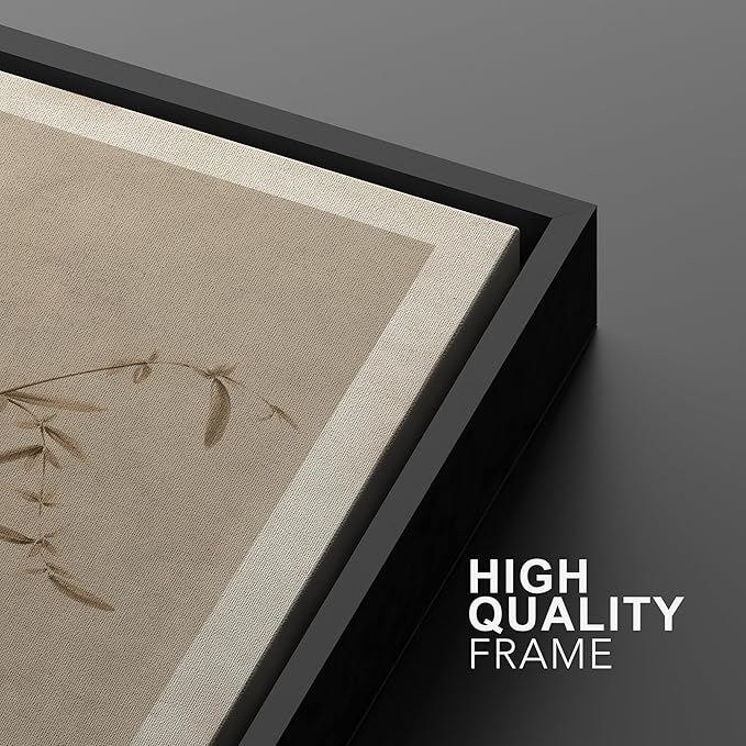 MUDECOR Framed Wall Art Print Set Vintage Bird Wheat Ear Illustrations Modern Art Boho Decorative Colorful Chic for Living Room, Bedroom, Office - 24"x36"x3 Black