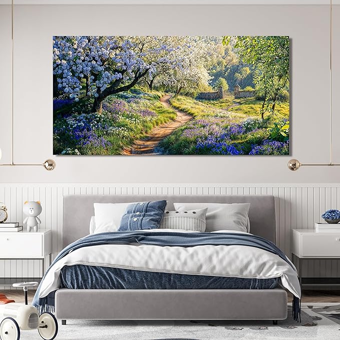 Large Canvas Wall Art Decor Large Modern Green Wall Art for Living Room Flower Tree Wall Art Prints Nature Art Work for Wall Decor Landscape Artwork for Walls Kitchen Bedroom Office Decor 29"X58"