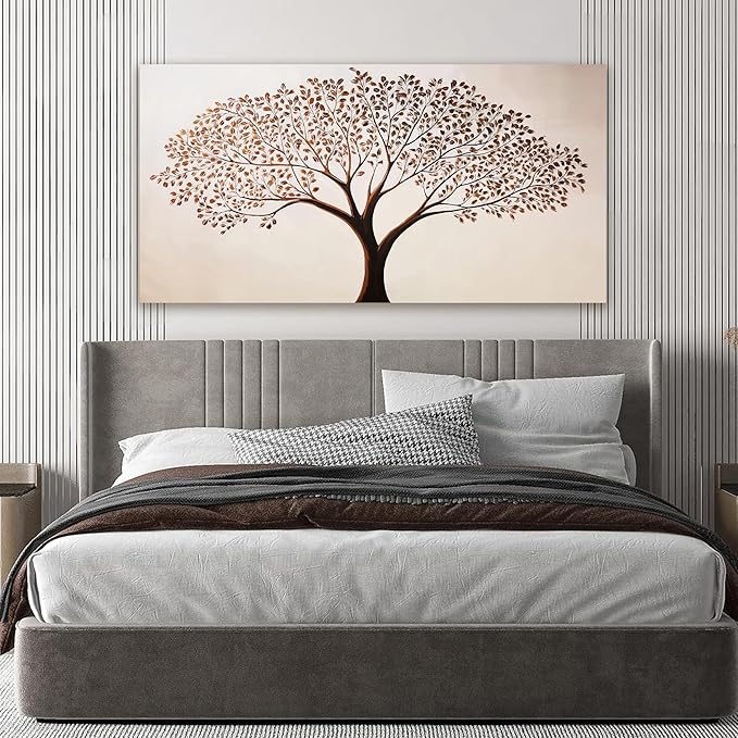 Canvas Art Wall Decor Modern Tree of Life Wall Art Prints Minimalist Botanical Wall Art Decorations Wall Art Pictures for Living Room Browm Artwork for Walls Bedroom Office Decor Aesthetic 20" X 40"