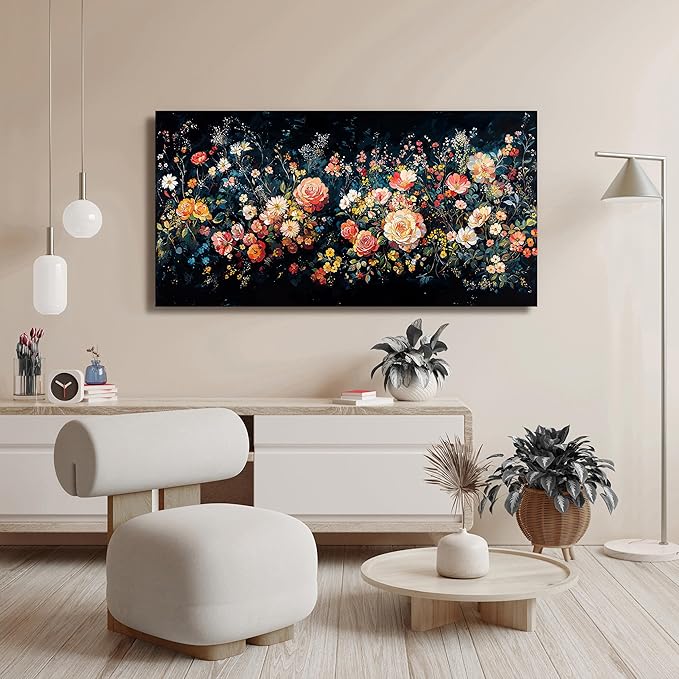 Canvas Wall Art Decorations Canvas Art Wall Decor Vintage Green Wall Art Decor Wall Pictures for Living Room Artwork for Walls Colorful Flower Wall Art Prints Bedroom Kitchen Wall Art Decor 20" X 40"