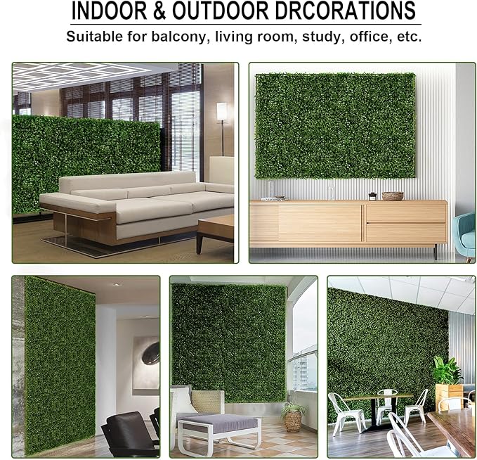 12 Pieces 20"x 20" Artificial Boxwood Panel, Grass Wall Panel, Boxwood Hedge Wall Panels UV Protected Suitable for Artificial Green Wall Decor, Fence Garden Wedding Backyard Decor