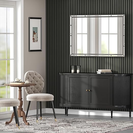 Casaphoria Acoustic Wall Panels, 2 PCS 47.2"x23.6", Wood Slat Wall Panels for Home Office & Accent Walls, Black