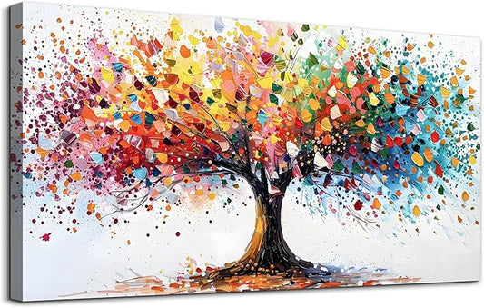 Lapremoly Large Wall Art For Living Room Abstract Wall Decor For Office Colorful Tree Landscape Wall Painting Bedroom Home Decorations Modern Framed Canvas Prints Posters Mural Artwork Hang Easy