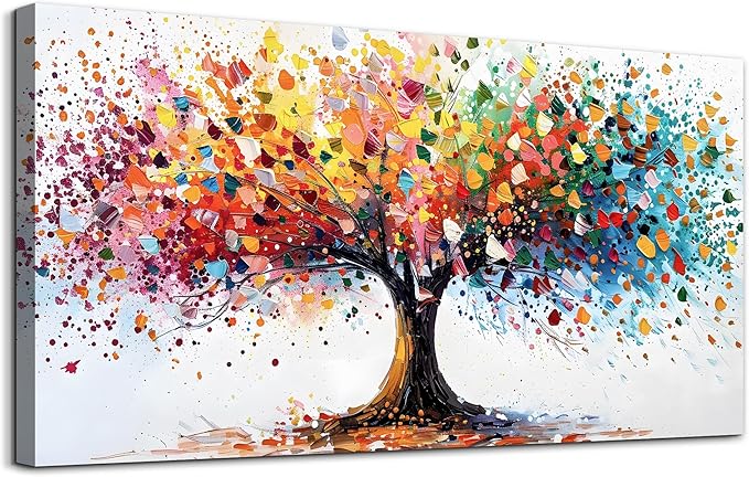 Lapremoly Abstract Wall Decorations For Living Room Framed Canvas Wall Art For Office Colorful Tree Landscape Wall Paintings Bedroom Home Decorations Modern Prints Posters Mural Artwork 20"X40"