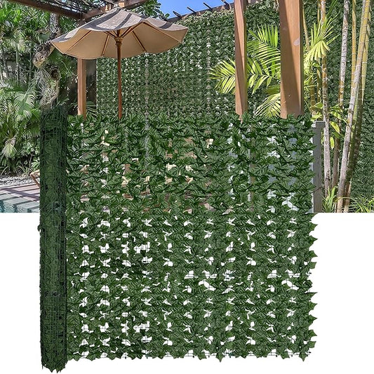 Artificial Ivy Privacy Fence Screen:140" by 60" (58.5 SQFT) UV-Anti Faux Hedge Fence and Fake Ivy Vine Leaf Wall Panels for Indoor&Outdoor Green Backdrop, Garden Greenery Decor