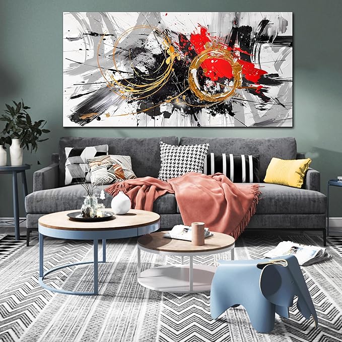 CIRABKY Black and White Wall Art Large Abstract Art Wall Decor Living Room Wall Art Bedroom Office Artwork Pictures Size 29" x 59"