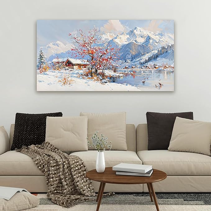 Canvas Wall Art Prints Vintage Wall Art Pictures for Living Room Landscape Farmhouse Wall Art Decorations Canvas Art Wall Decor Red Tree Flower Artwork For Walls Bedroom Office Home Decor 20" X 40"