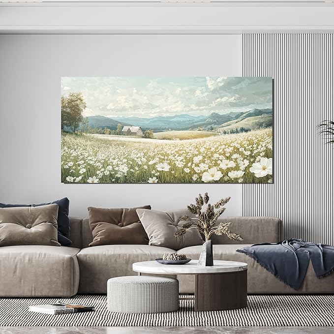 Large Canvas Wall Art Decor Wall Art Pictures for Living Room Canvas Art Wall Decor Green White Nature Wall Art Prints Artwork for Walls Vintage Landscape Wall Art Decor Home Office Decor 24" X 48"