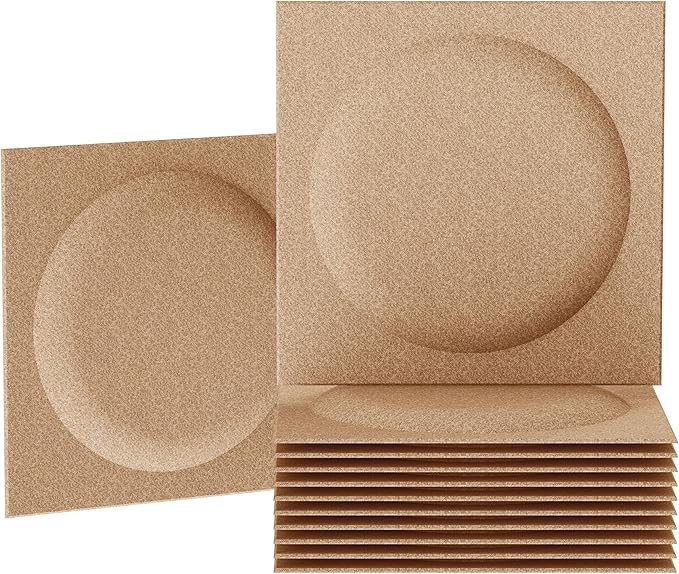 Acoustical 3D Wall Panels, 12 Pack 12''x12'' Circle Art Acoustic Panels for Interior Wall Decor, Decorative Acoustic Panels, Acoustic Wall Panels, Sound Absorbing Wall 3D Art (Khaki)