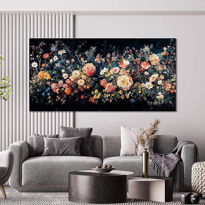 Canvas Wall Art Decor Large Canvas Art Wall Decor Vintage Green Wall Art Large Wall Pictures for Living Room Artwork for Walls Colorful Flower Wall Art Prints Bedroom Office Wall Art Decor 29" X 58"