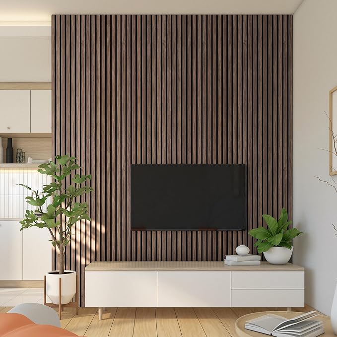 2-Pack Wood Panels for Wall - Acoustic Wood Slat Wall Panels, Soundproof Wooden Paneling for Interior Decor
