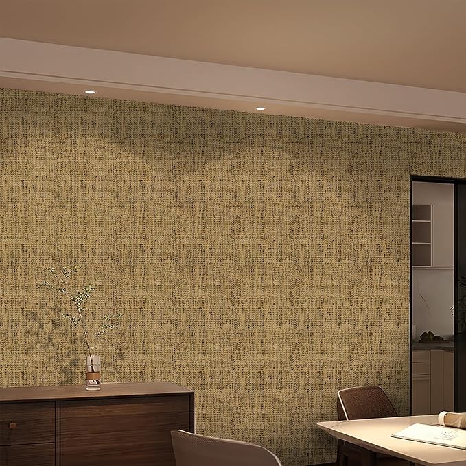 15.75"x393.7" Brown Wallpaper Peel and Stick Removable Grasscloth Textured Wall Paper Self Adhesive Cabinets Drawers Bookshelves Vintage Contact Paper Thickened Waterproof Faux Linen Vinyl Roll