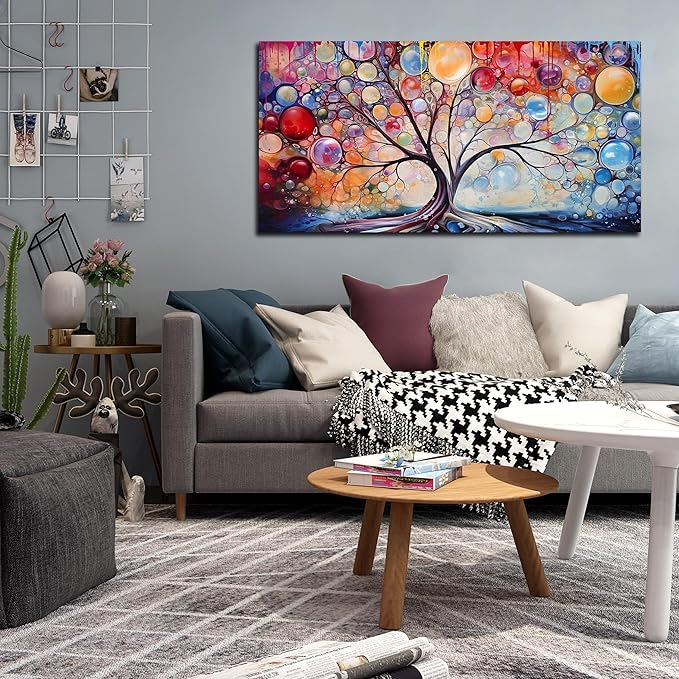 Modern Wall Art for Living Room Large Size - Tree Canvas Wall Art for Girls Bedroom Ready to Hang Size 24" x 48"