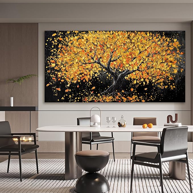 Canvas Wall Art Decor Large Wall Art Pictures for Living Room Artwork for Walls Black and Gold Wall Art Decor Tree of Life Wall Art Prints Canvas Art Wall Decor for Home Office Wall Decor 29" X 58"