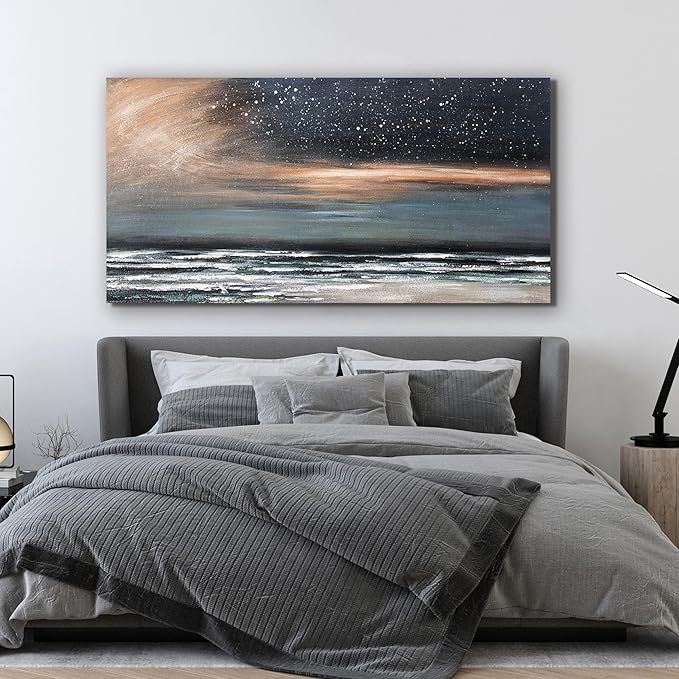 Large Canvas Wall Art for Living Room Artwork for Walls Canvas Art Wall Decor Nature Landscap Starry Wall Art Decor Coastal Beach Wall Art Prints Art Work for Home Office Kitchen Wall Decor 29" X 58"