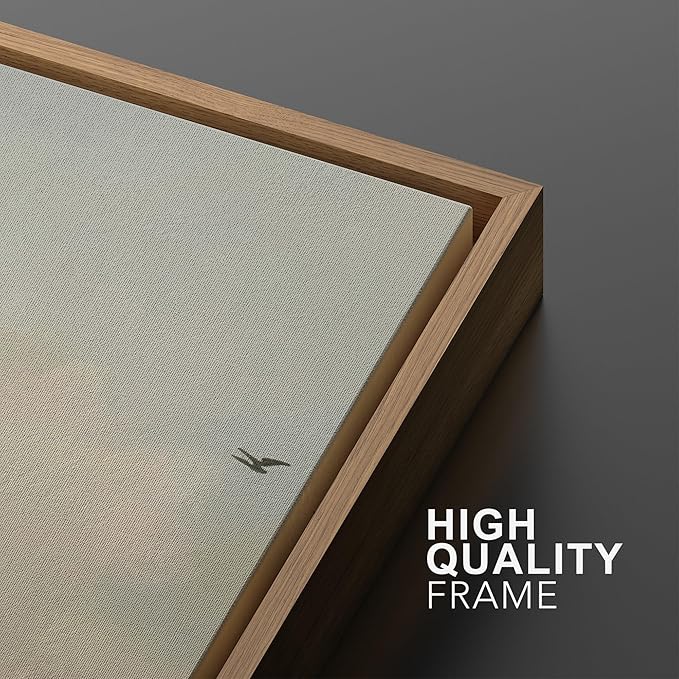 MUDECOR Framed Wall Art Print Set Minimalist Serene Sky with Birds Illustrations Modern Art Boho Decorative Colorful Chic for Living Room, Bedroom, Office - 24"x36"x3 Natural