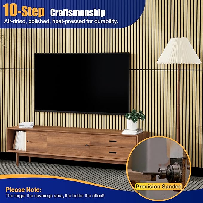 4PCS Acoustic Wood Slat Wall Panels, 47.2" x 12.8" Soundproof Panels for Walls, Sound Absorbing Panels for Interior Decor and Room Acoustic Treatment