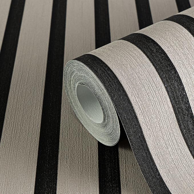 A.S. Création Non-Woven Wallpaper with Wall Panel Motifs 0,53 x 10,05 m - Beige Grey Black - Wood Look Wallpaper Made in Germany - 786283