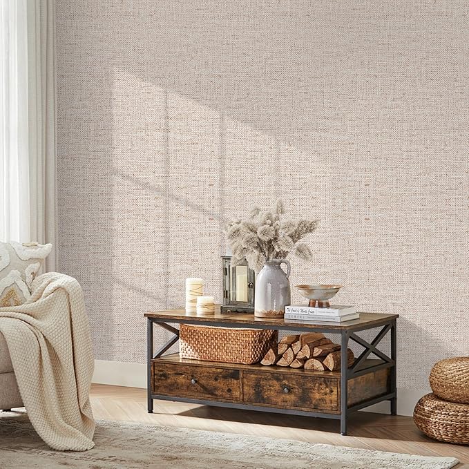 15.75"x590.6" Beige Grasscloth Wallpaper Peel and Stick Removable Textured Wall Paper Self Adhesive Contact Paper Faux Linen Cabinets Drawers Bookshelves Thickened Waterproof Shelf Vinyl Roll