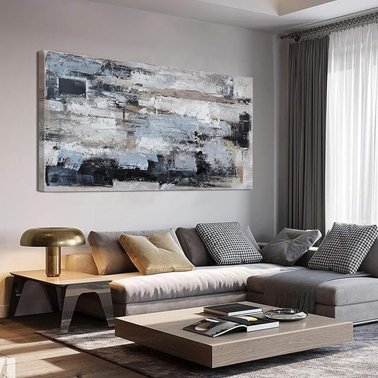 KUPTEU Canvas Wall Art Decor Modern Large Wall Art For Living Room Abstract Art Blue Black Wall Art Prints Artwork for Walls Abstract Canvas Art Wall Decor Bedroom Office Decor 24"x48"