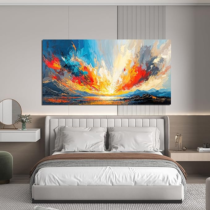 Canvas Wall Art Decor Large Wall Pictures for Living Room Canvas Art Wall Decor Abstract Coastal Landscape Wall Art Artwork for Walls Modern Colorful Wall Art Prints Bedroom Office Wall Art Decor 24"X48"